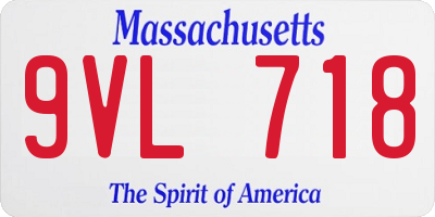 MA license plate 9VL718