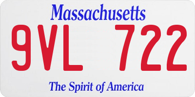 MA license plate 9VL722