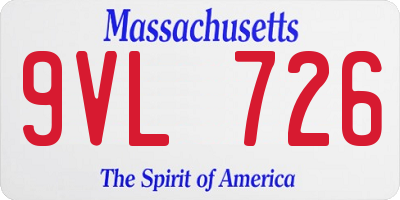 MA license plate 9VL726