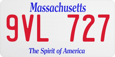 MA license plate 9VL727