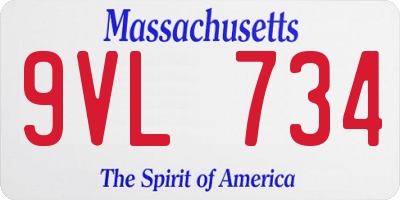 MA license plate 9VL734