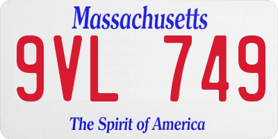 MA license plate 9VL749