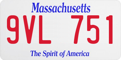 MA license plate 9VL751