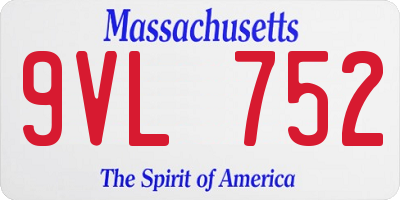 MA license plate 9VL752