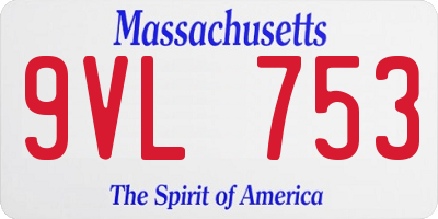 MA license plate 9VL753