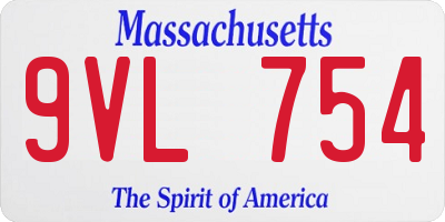 MA license plate 9VL754