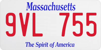 MA license plate 9VL755