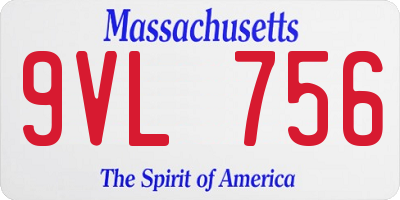 MA license plate 9VL756