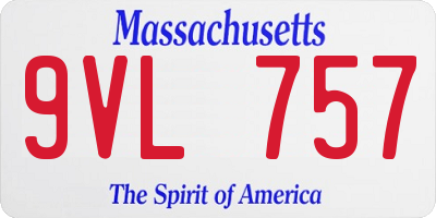 MA license plate 9VL757