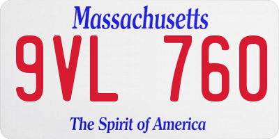 MA license plate 9VL760