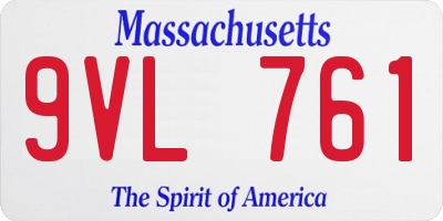 MA license plate 9VL761