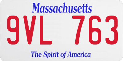 MA license plate 9VL763