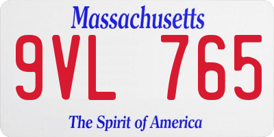 MA license plate 9VL765
