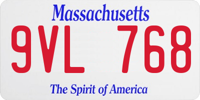 MA license plate 9VL768