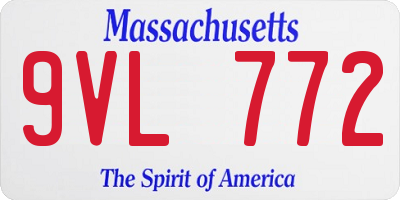 MA license plate 9VL772