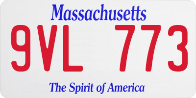MA license plate 9VL773