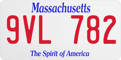MA license plate 9VL782