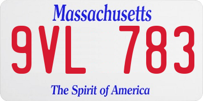 MA license plate 9VL783