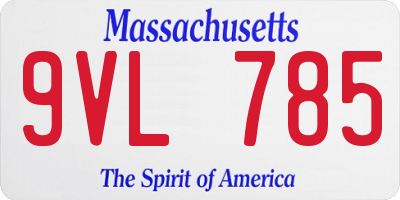 MA license plate 9VL785