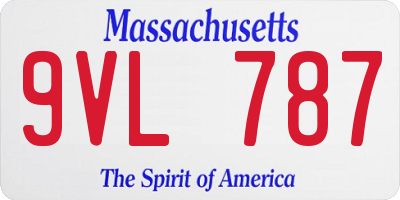 MA license plate 9VL787
