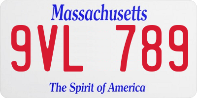 MA license plate 9VL789