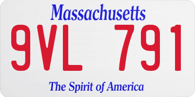 MA license plate 9VL791