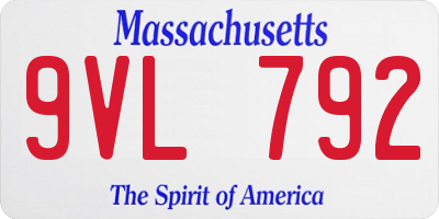 MA license plate 9VL792