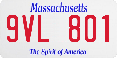 MA license plate 9VL801