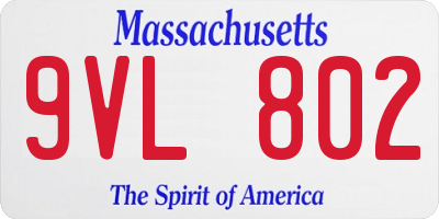 MA license plate 9VL802