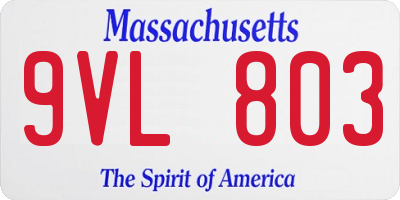 MA license plate 9VL803