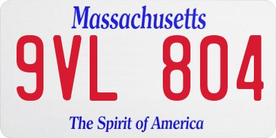 MA license plate 9VL804