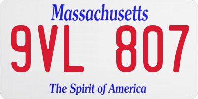 MA license plate 9VL807