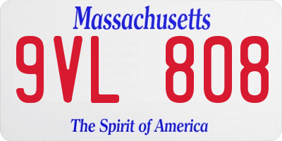 MA license plate 9VL808