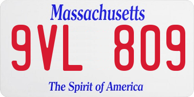MA license plate 9VL809