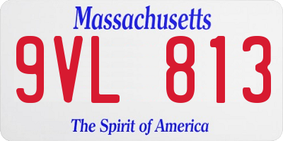 MA license plate 9VL813