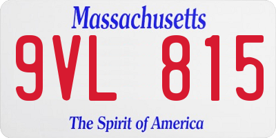 MA license plate 9VL815