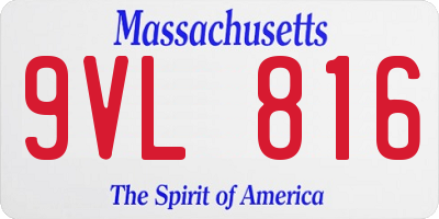 MA license plate 9VL816
