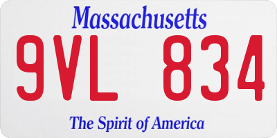 MA license plate 9VL834