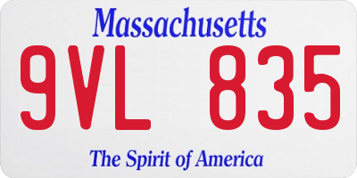MA license plate 9VL835