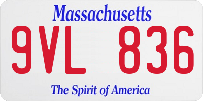 MA license plate 9VL836