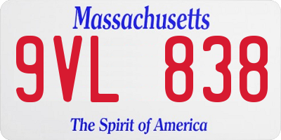 MA license plate 9VL838
