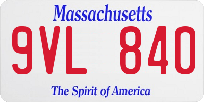 MA license plate 9VL840