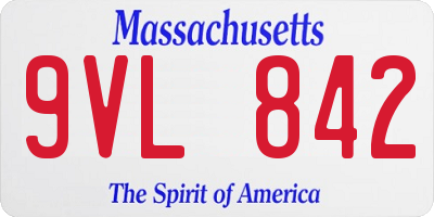 MA license plate 9VL842