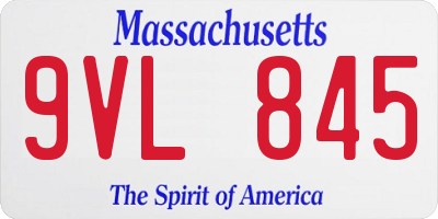 MA license plate 9VL845