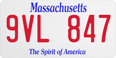 MA license plate 9VL847