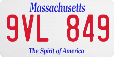 MA license plate 9VL849
