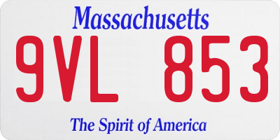 MA license plate 9VL853