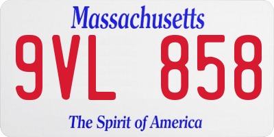 MA license plate 9VL858