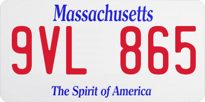 MA license plate 9VL865