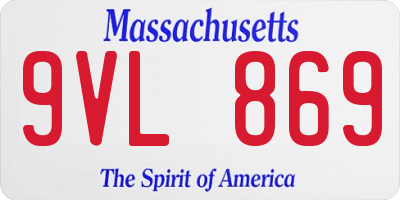 MA license plate 9VL869